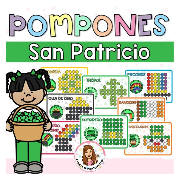 Pompones San Patricio. Marzo.