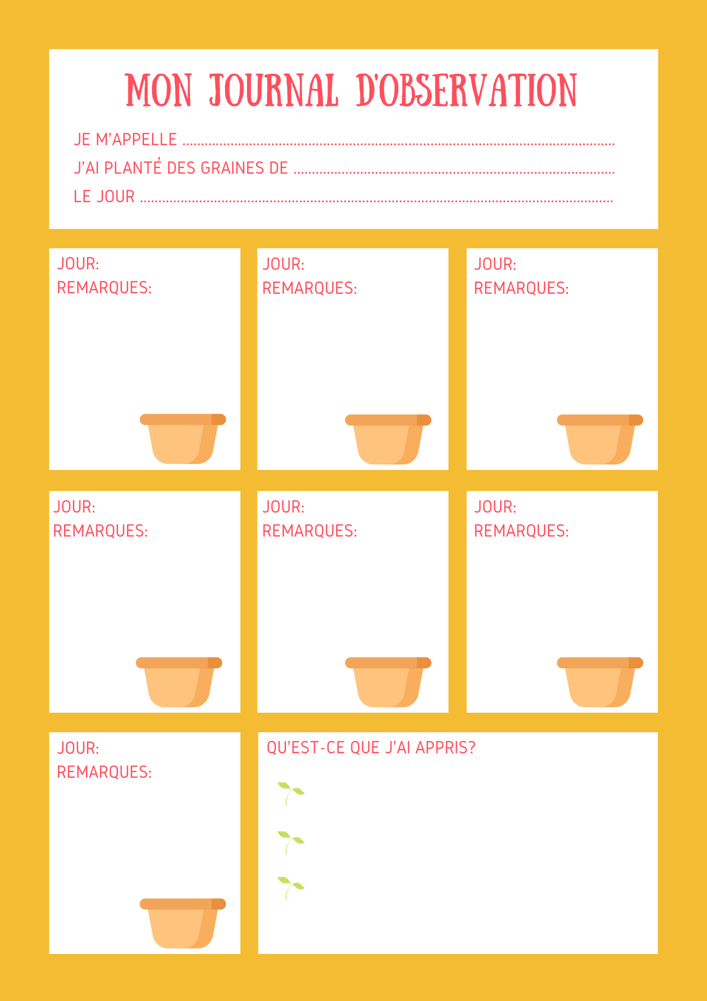 Mon journal d'observation