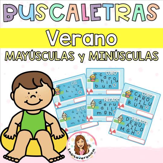 Buscaletras "VERANO". Sopa de letras de verano.