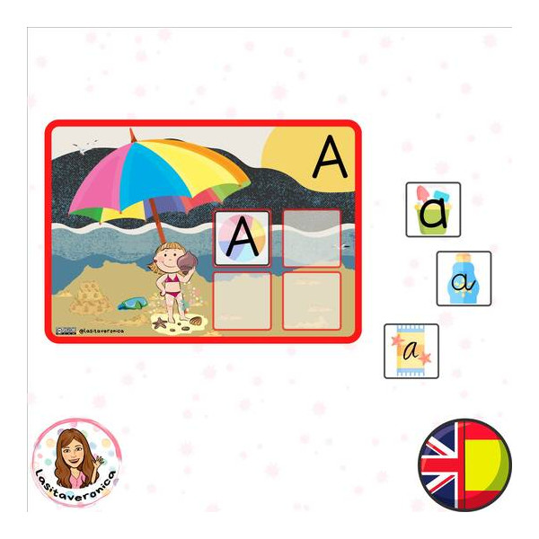 Identificación de letras. Verano. Abecedario. Vocales y consonantes.