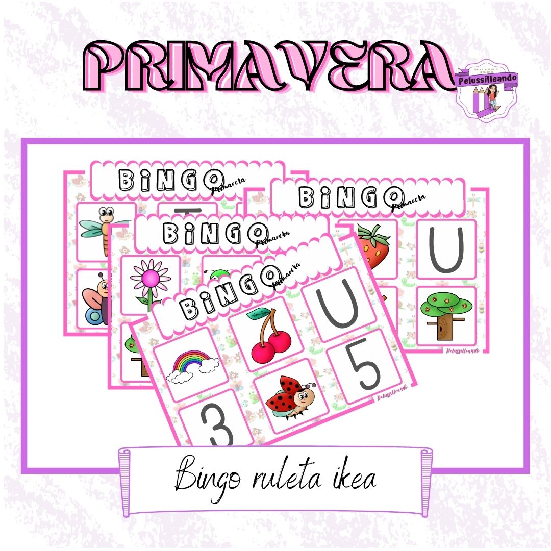 Bingo primavera (Ruleta ikea), números del 1 al 5 y vocales