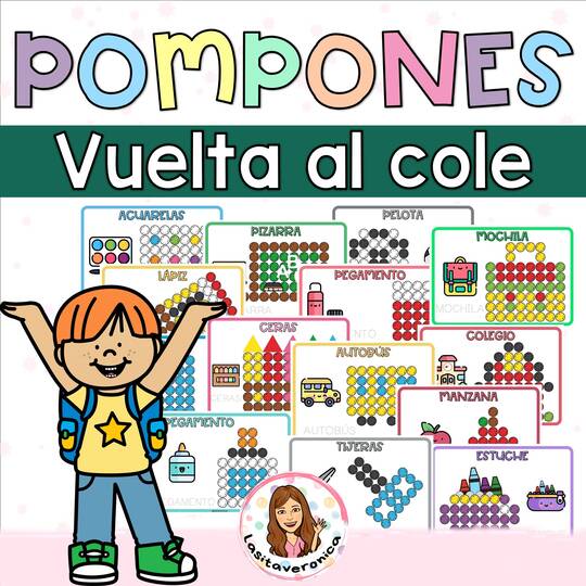 Pompones Vuelta al cole. Motricidad fina / Back to school Pom Poms. Fine motor.