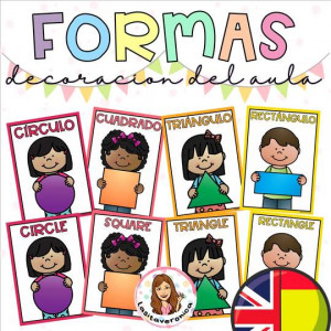 Formas geométricas. Decoración del aula / 2D shape posters. Spanish English