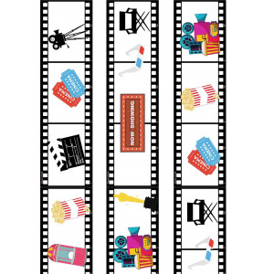 Bordes/vores per decorar la pissarra, amb temàtica de cine i pel.lícules.