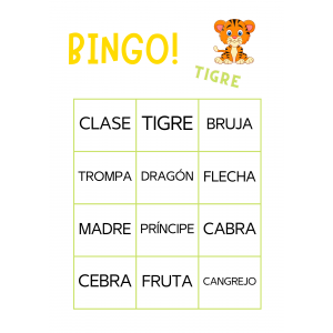 BINGO DE PALABRAS CON SÍLABAS TRABADAS,