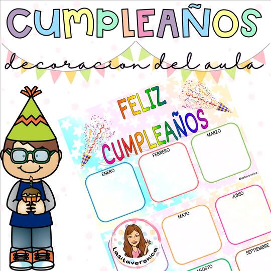 Poster cumpleaños. Spanish