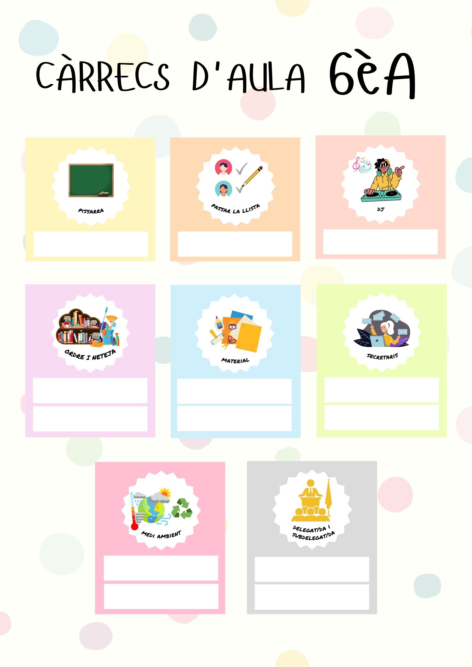 Cartell càrrecs d'aula