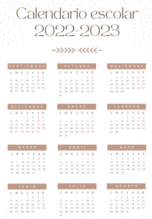 Calendario curso 22-23