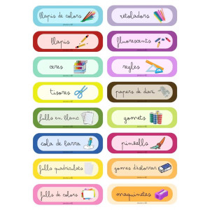 Etiquetes material aula (decoració aula)