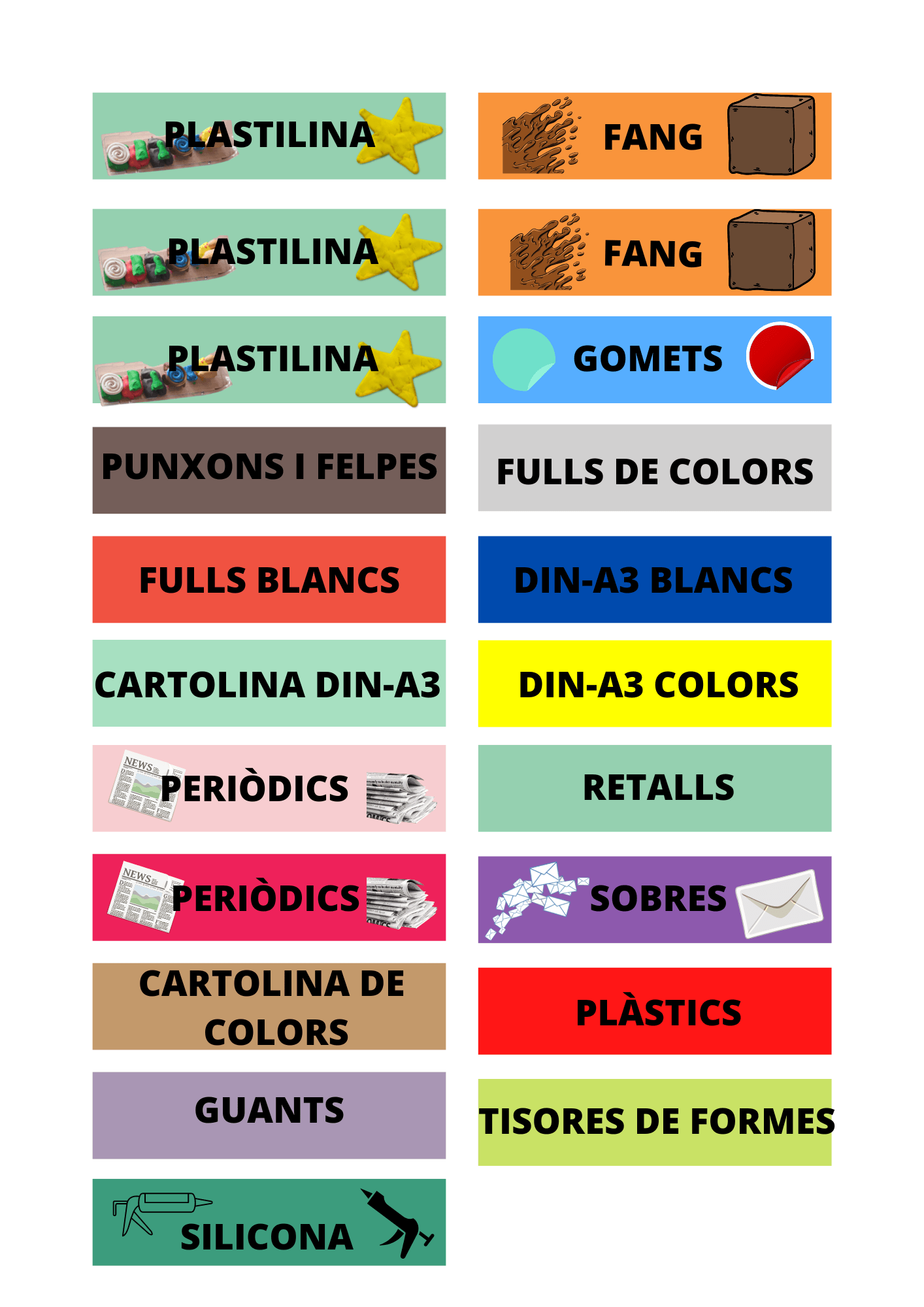 Cartells de material d'aula