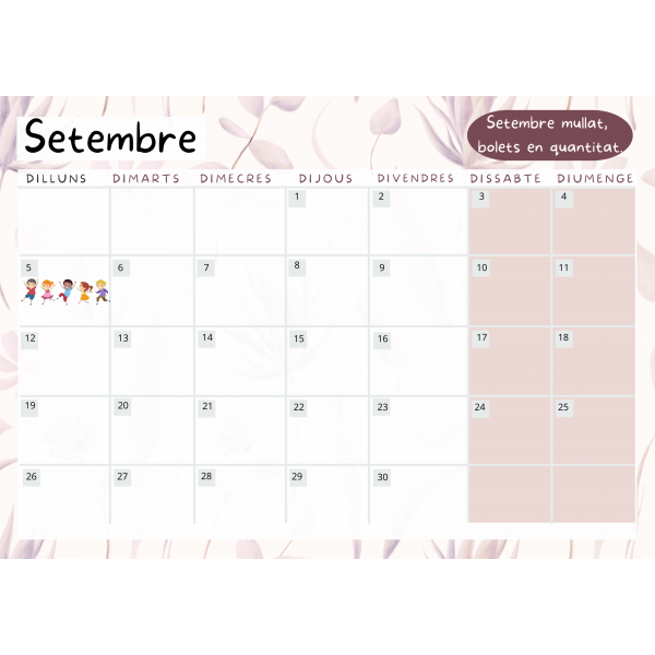 Calendari escolar mensual