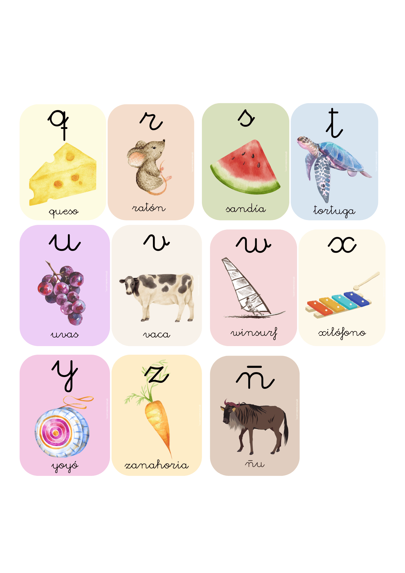 abecedario castellano letra ligada