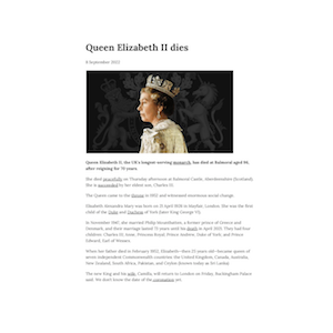 Queen Elisabeth II dies