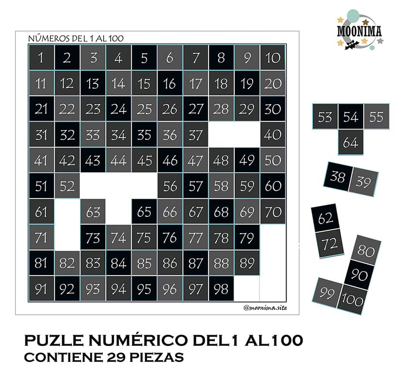 PUZLE NUMÉRICO DEL 1 AL 100