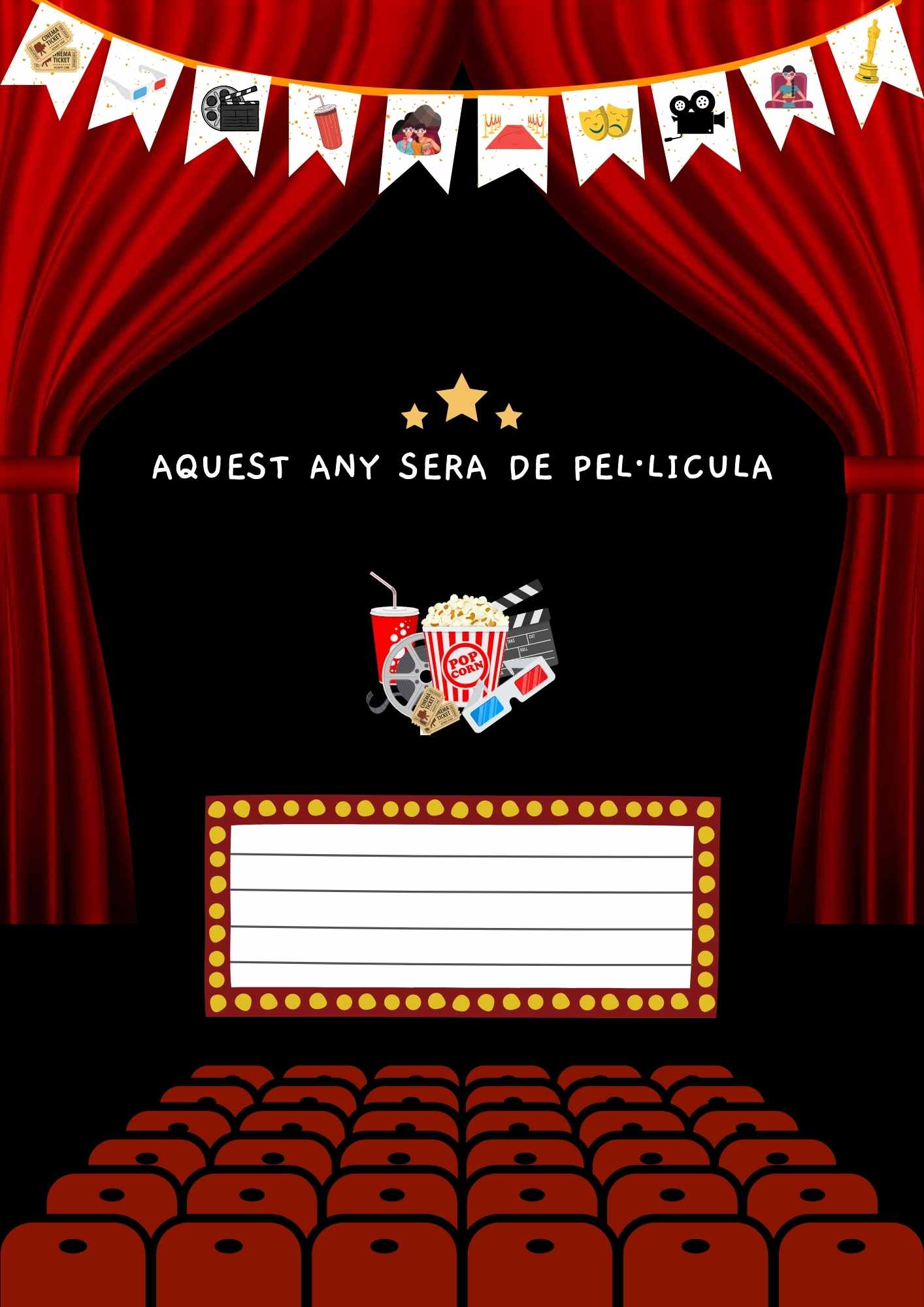 Banderola "Aquest any serà de pel·lícula" (decoració aula)
