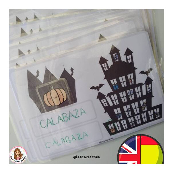 Atención y vocabulario Halloween. Octubre. Halloween I Spy & Vocabulary. October. Spanish. English