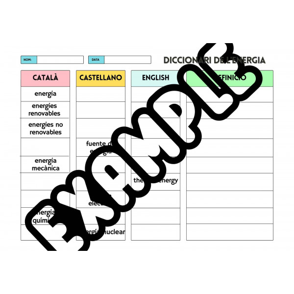 PROJECTE ENERGIA. Estació 1: Diccionari de l'energia