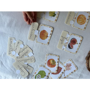 Juego de emparejar el fruto del otoño con su nombre! - castellano - letra ligada