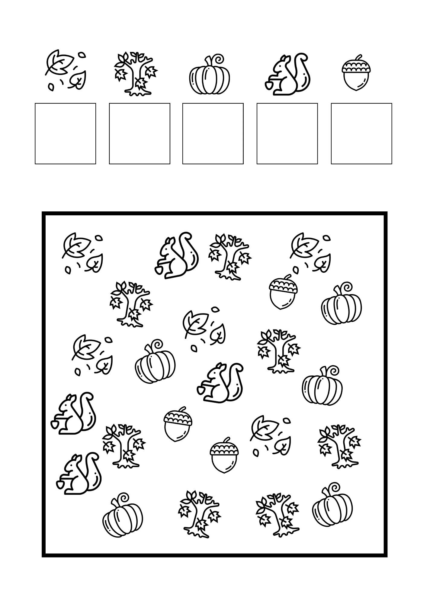 Cuenta y colorea otoño