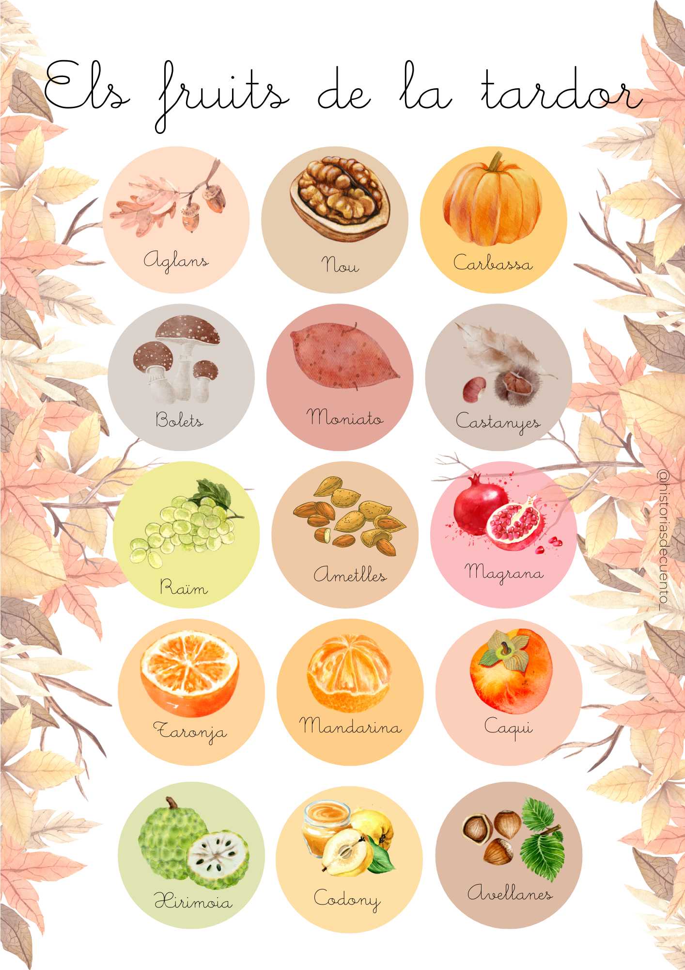 làmina els fruits de la tardor lletra lligada