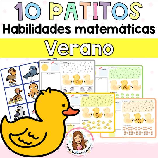 Busca el patito de goma. Juegos matemáticos. Cuentos infantiles. 10 patitos de goma.