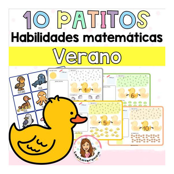 Busca el patito de goma. Juegos matemáticos. Cuentos infantiles. 10 patitos de goma.