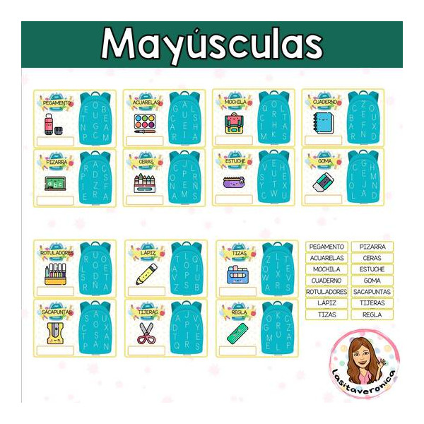 Buscaletras "VUELTA AL COLE" / Letter finders "BACK TO SCHOOL" Vocabulary. Spanish. Sopa de letras.