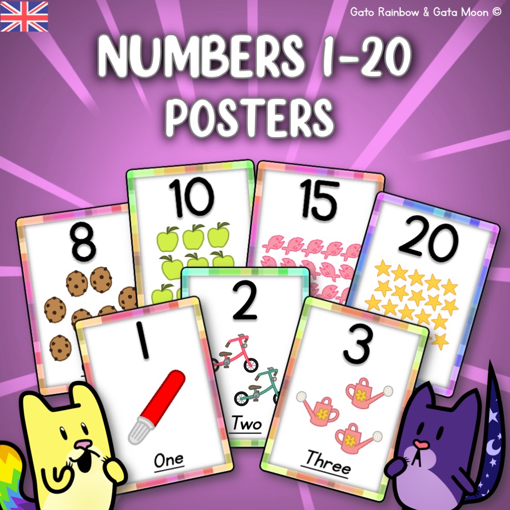 [ENGLISH] POSTERS de los NÚMEROS (1-20)