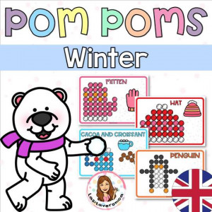 Pompones Invierno/ Winter Pom Poms. January. English. Centers. Fine motor.
