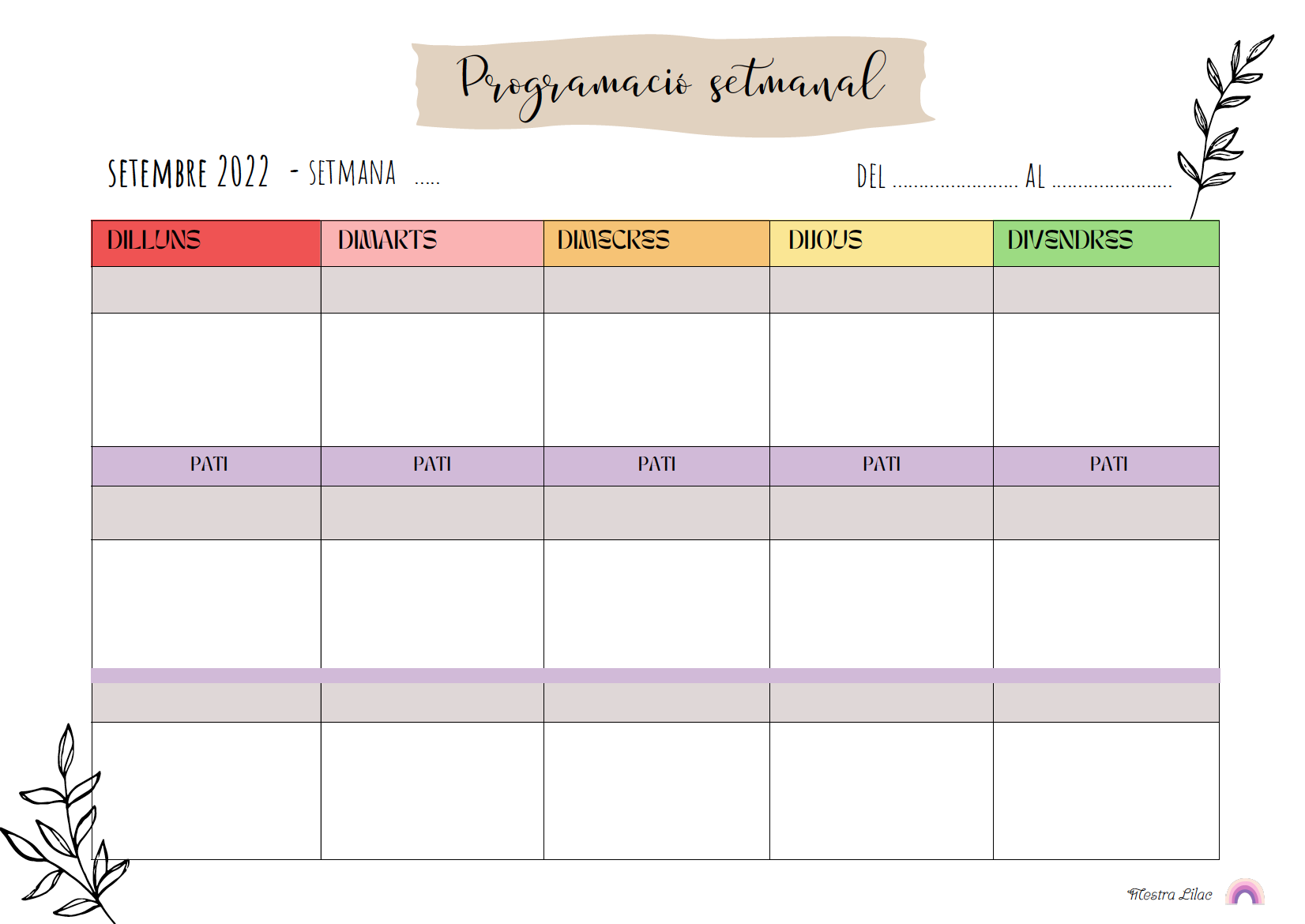 Programació setmanal