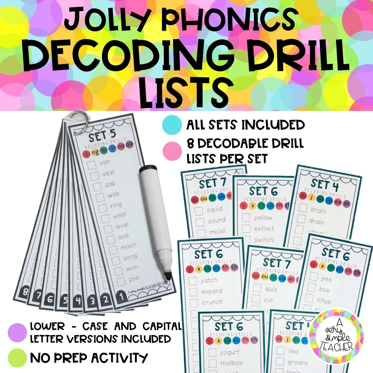JOLLY PHONICS Decoding drill lists (all sets)