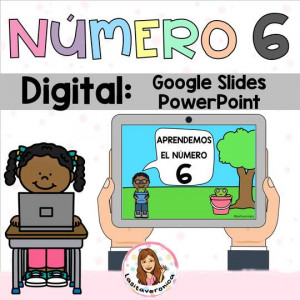 Actividades digitales número 6. Digital Numbers Slides. Spanish