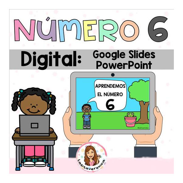 Actividades digitales número 6. Digital Numbers Slides. Spanish