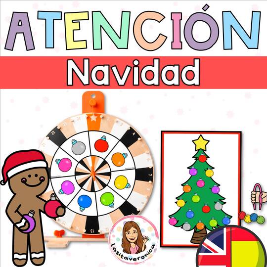 Atención Navidad. Árboles de Navidad. Pompones. Motricidad fina.