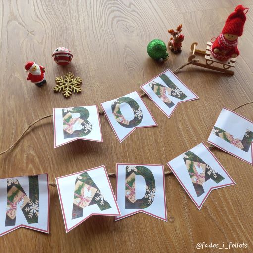Banderoles BON NADAL. Banderines FELIZ NAVIDAD.