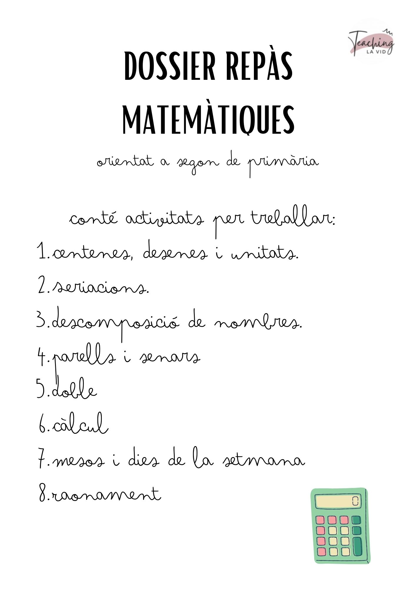 Dossier repàs de matemàtiques per a segon de primària