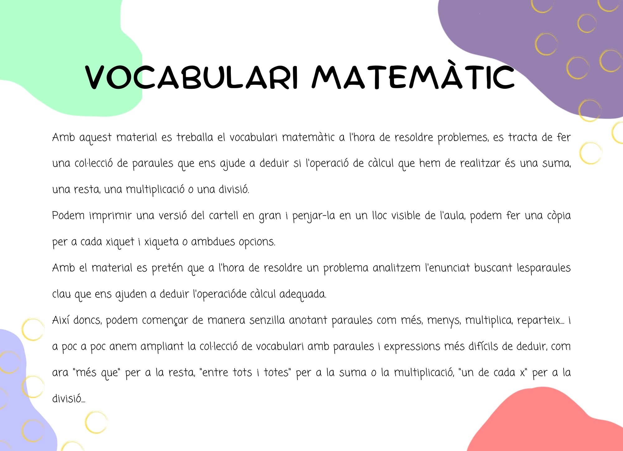 VOCABULARI MATEMÀTIC