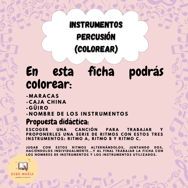 INSTRUMENTOS PERCUSIÓN COLOREAR