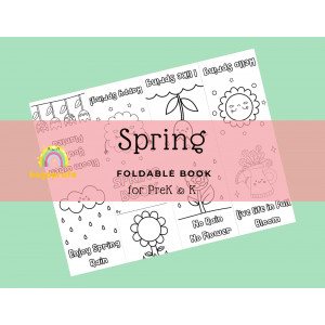 Spring emergent reader foldable mini book, coloring page, spring vocabulary