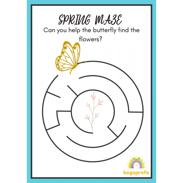 Spring Maze Puzzle Worksheet - Laberintos de primavera