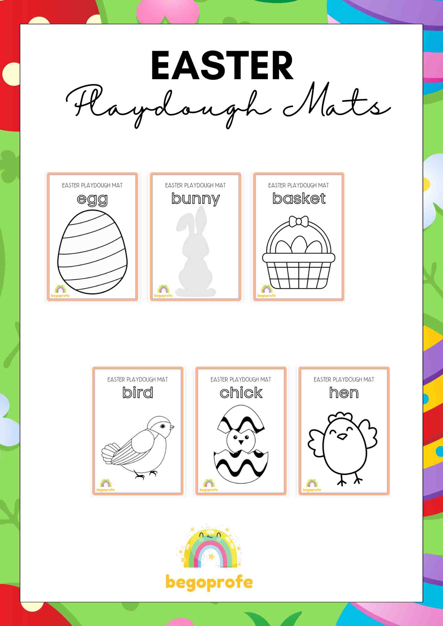 Easter Playdough Mats - Plantillas plastilina Pascua