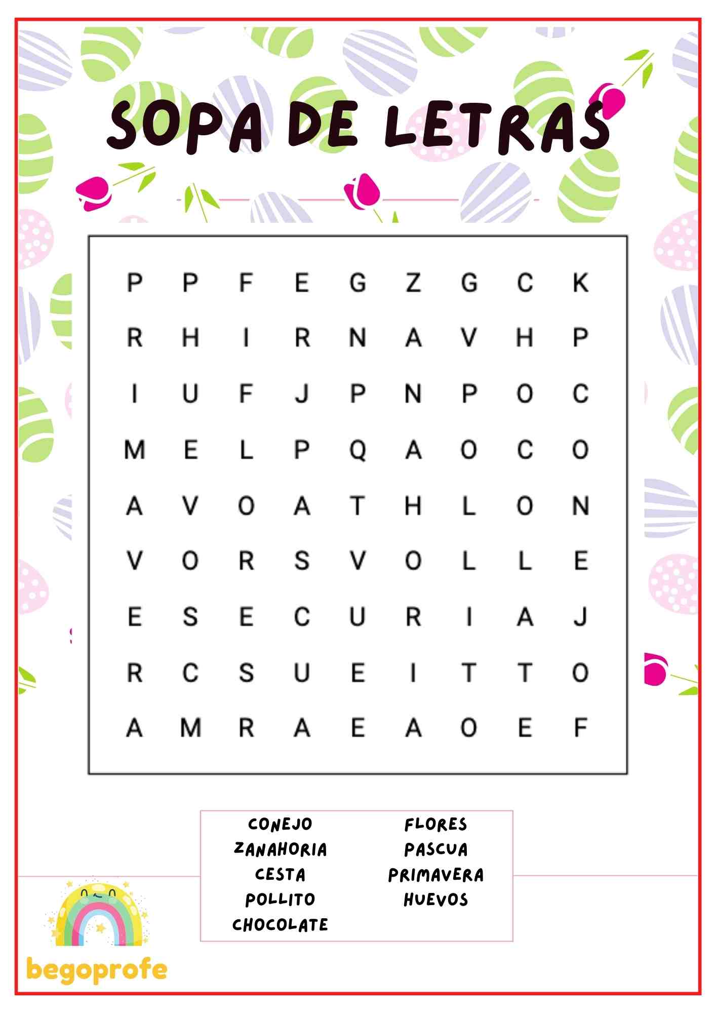 Sopa de letras de Pascua