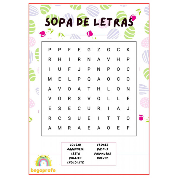 Sopa de letras de Pascua