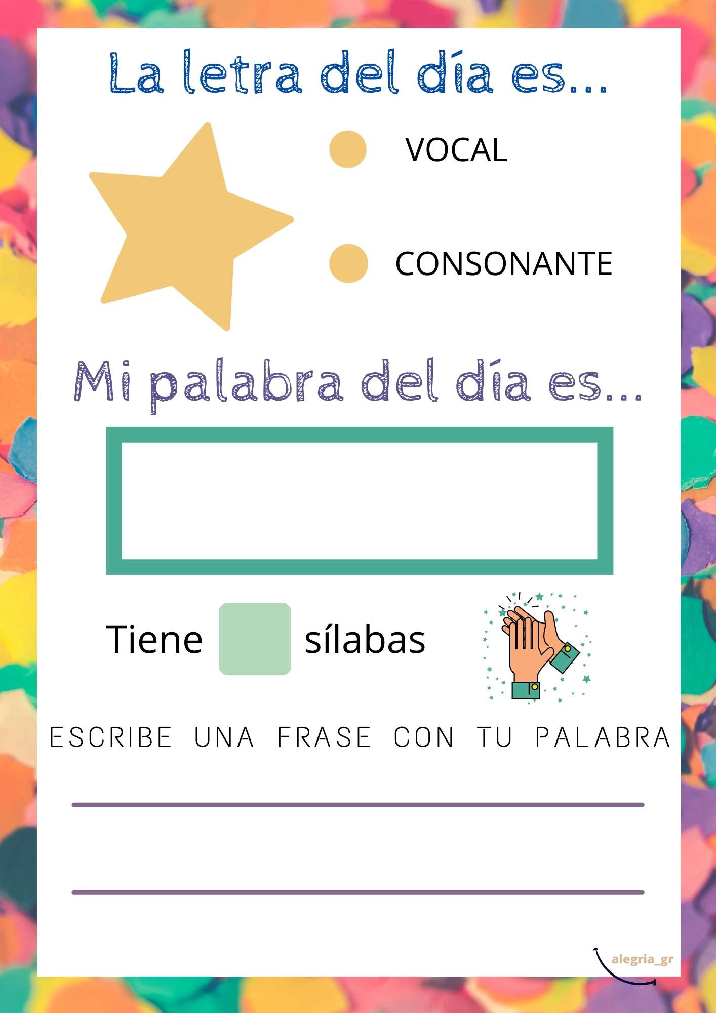 La letra y palabra del día.