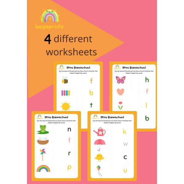 Spring Beginning Sound Matching Worksheets
