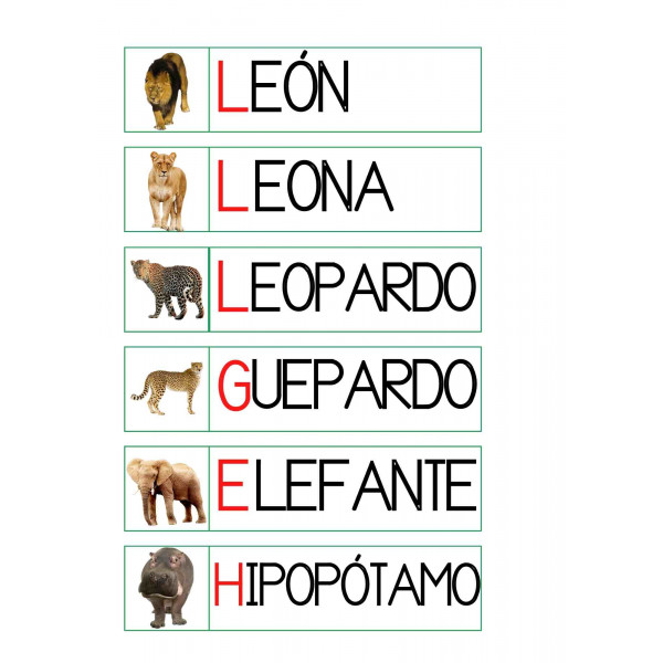 NOMBRES Y PICTOGRAMAS ANIMALES