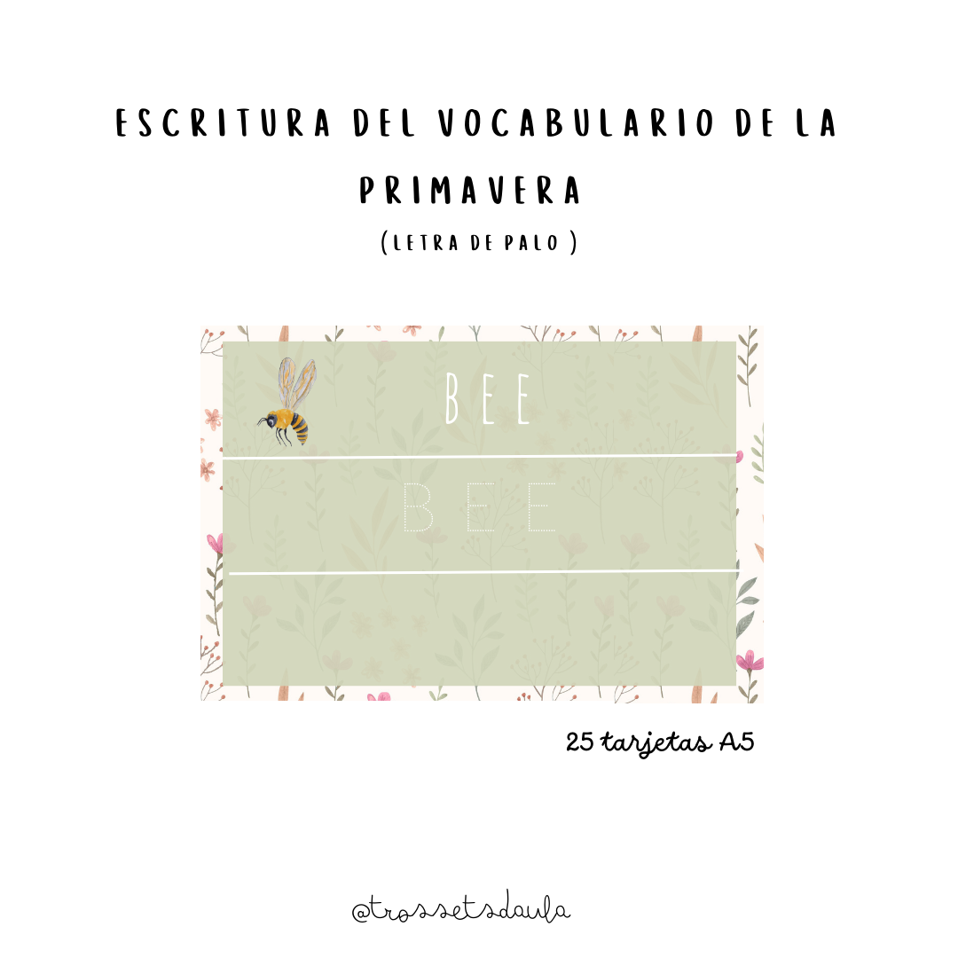 Lectura y escritura de palabras de la primavera en INGLÉS