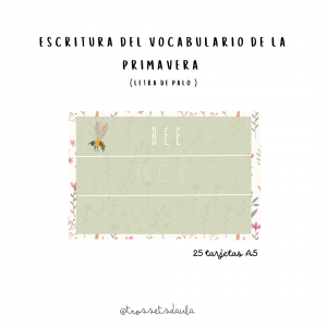 Lectura y escritura de palabras de la primavera en INGLÉS