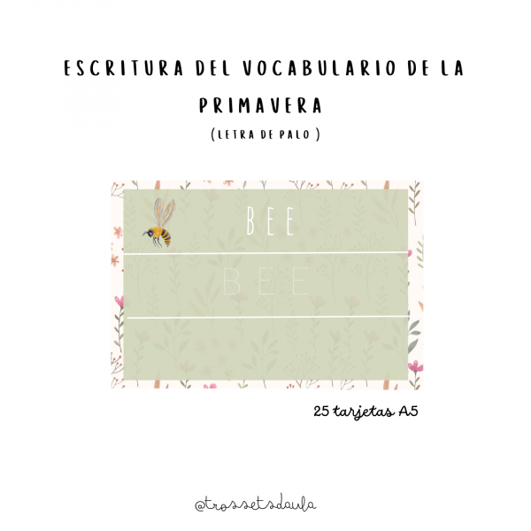 Lectura y escritura de palabras de la primavera en INGLÉS