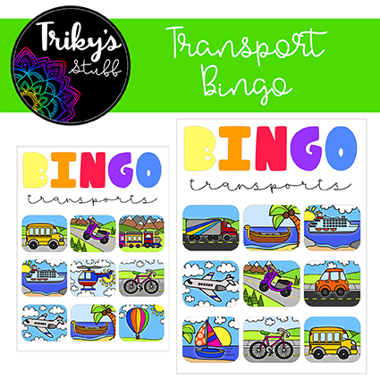 Transports Bingo Cards